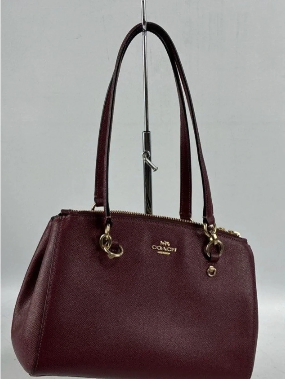 Coach Burgundy Leather Shoulder Bag with Gold Hardware